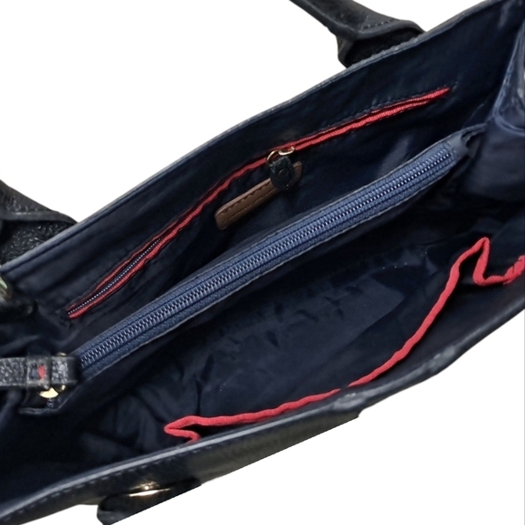 Tommy Hilfiger Black Satchel Shoulder Crossbody Bag | Gold Monogram | Classic - Picture 2 of 16